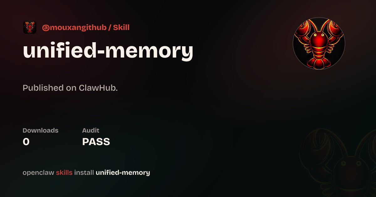 Unified Memory V5 — ClawHub