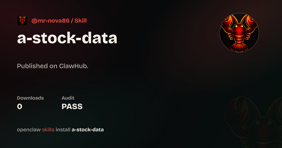 Security audit · A Stock Data — ClawHub