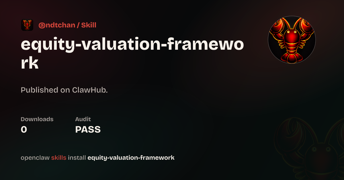 equity-valuation-framework — ClawHub