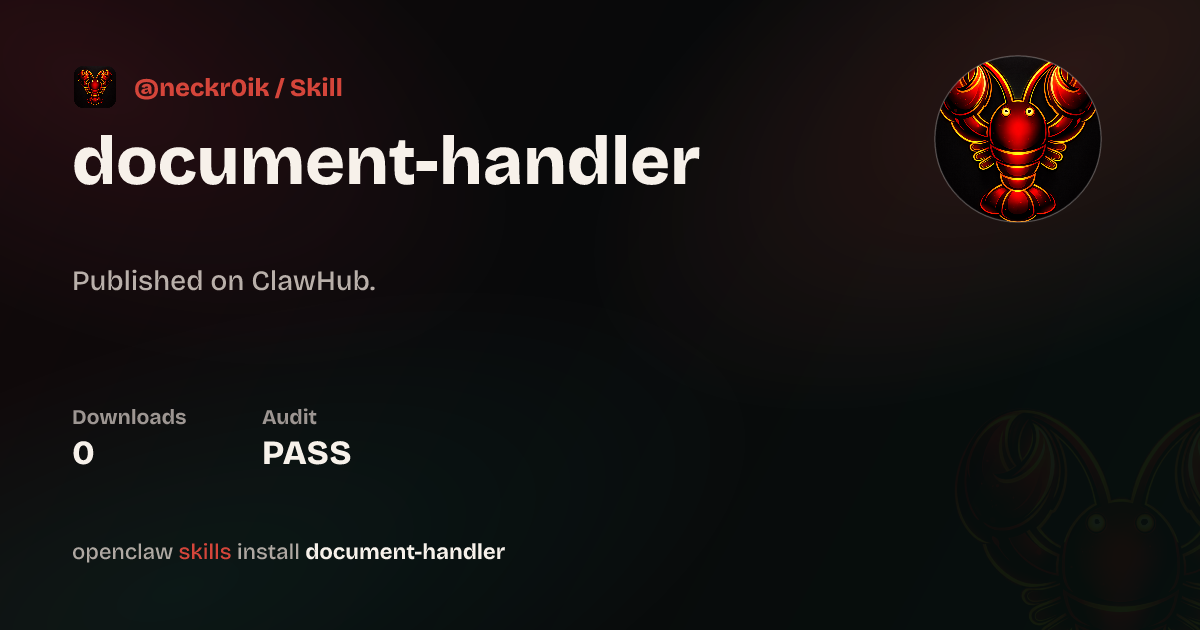 ClawScan security · Document Handler — ClawHub