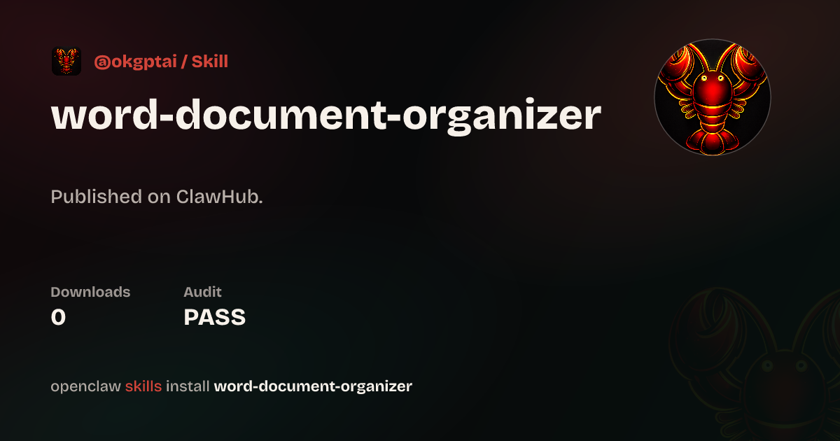 word-document-organizer — ClawHub