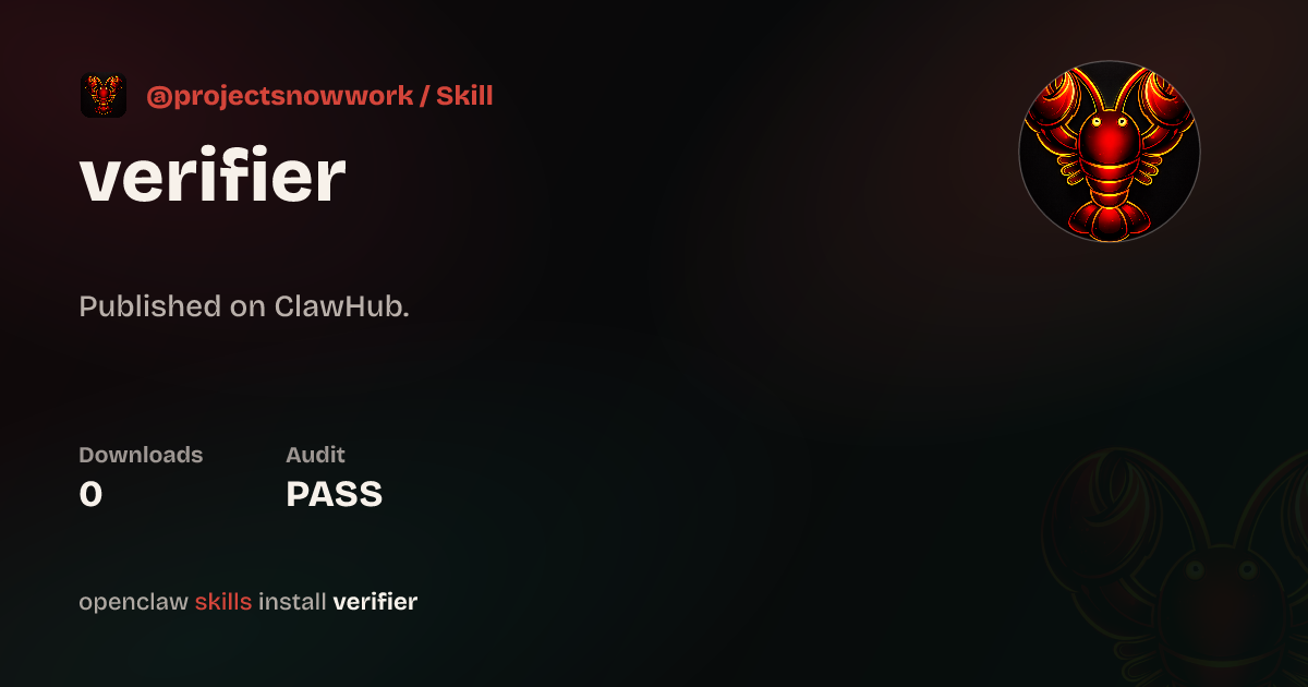 Verifier — ClawHub
