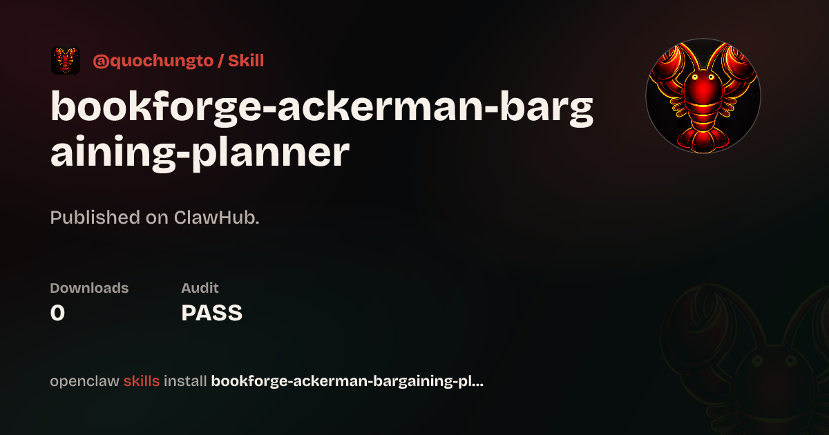 Ackerman Bargaining Planner — ClawHub