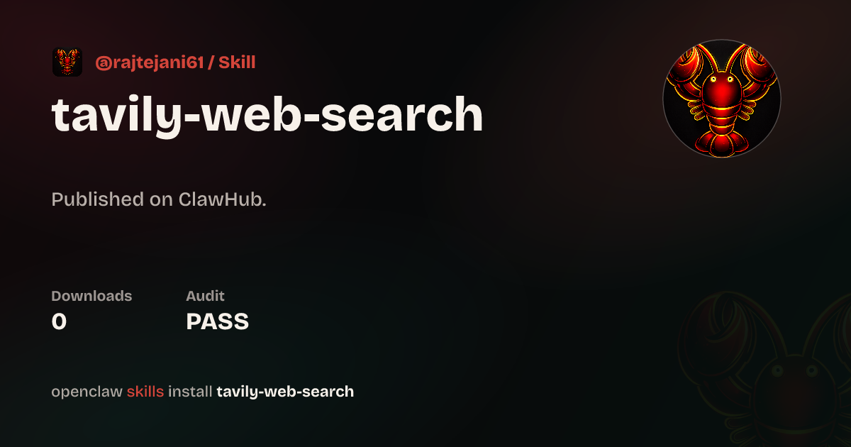 Tavily Search — ClawHub