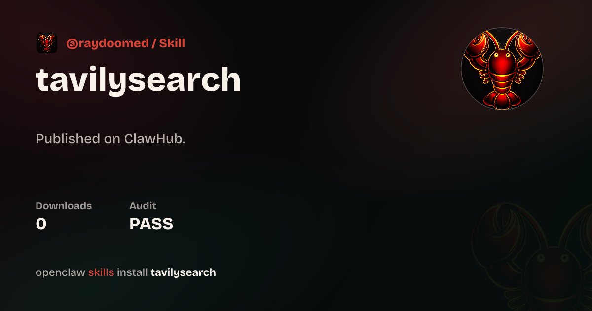 Tavily Search — ClawHub