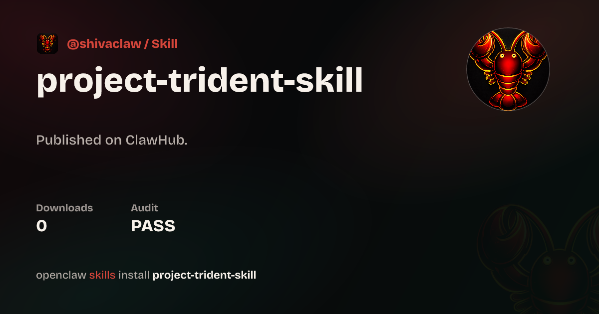 Security audit · Project Trident — ClawHub