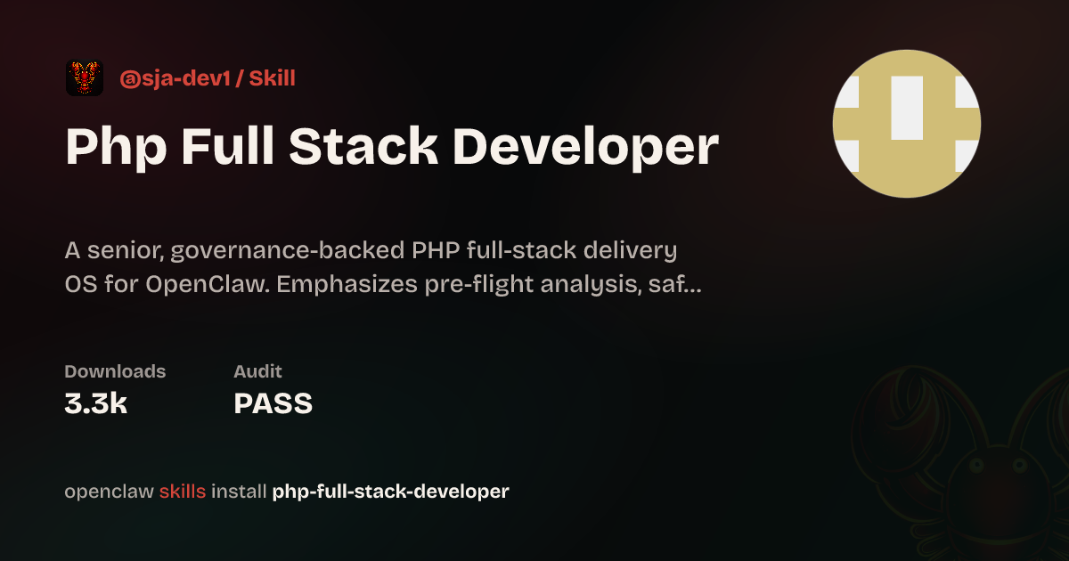Php Full Stack Developer — ClawHub