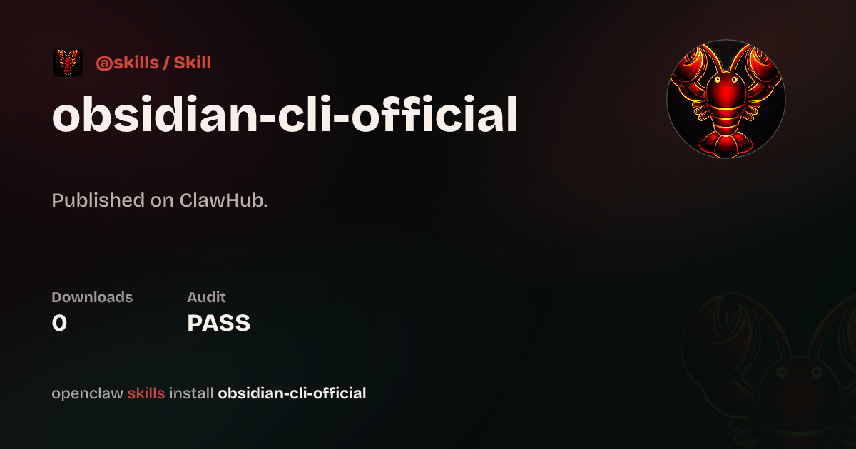 obsidian-cli-official — ClawHub