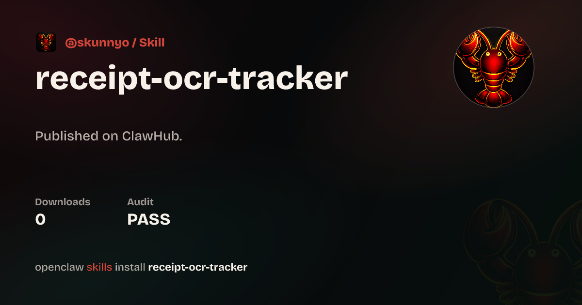 Receipt OCR Tracker — ClawHub