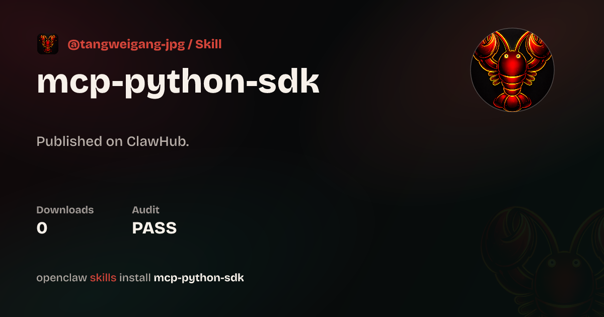 Mcp Python Sdk — ClawHub