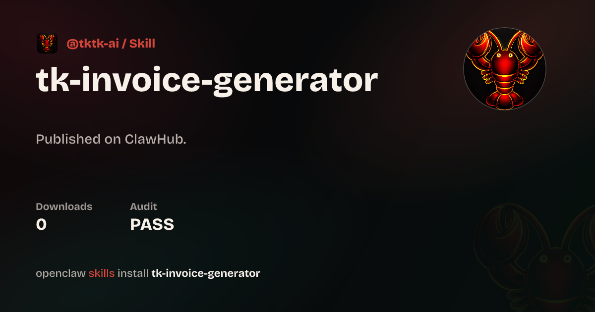Invoice Generator — ClawHub