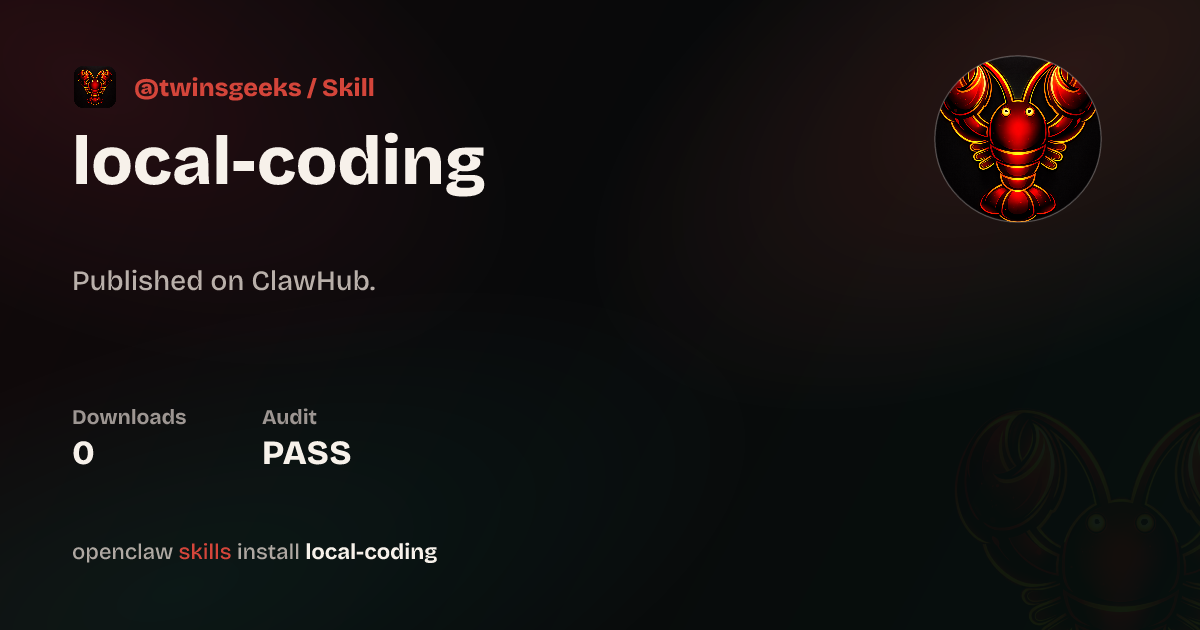 Local Coding — ClawHub