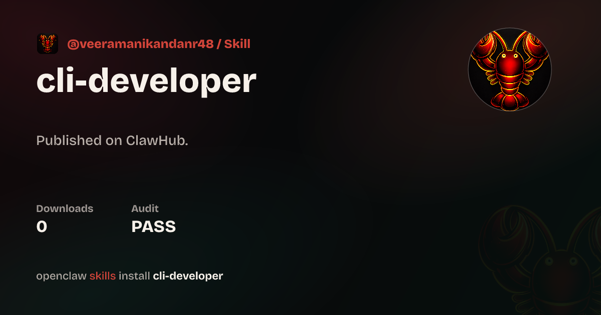 cli-developer — ClawHub
