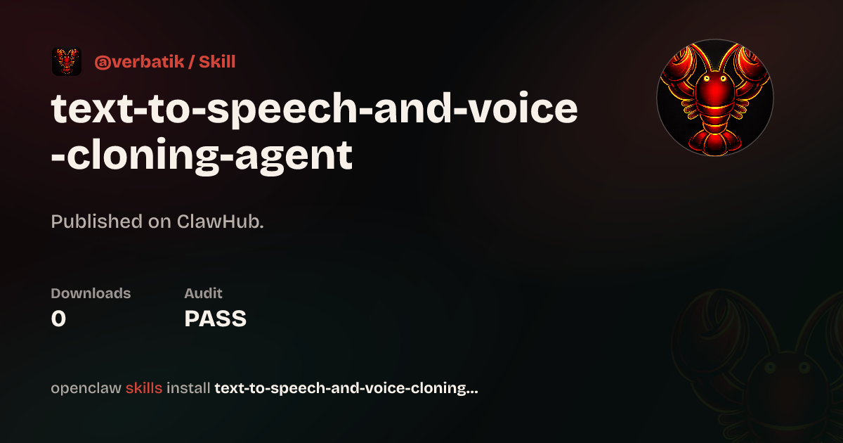 Text to Speech and Voice Cloning by Verbatik AI — ClawHub