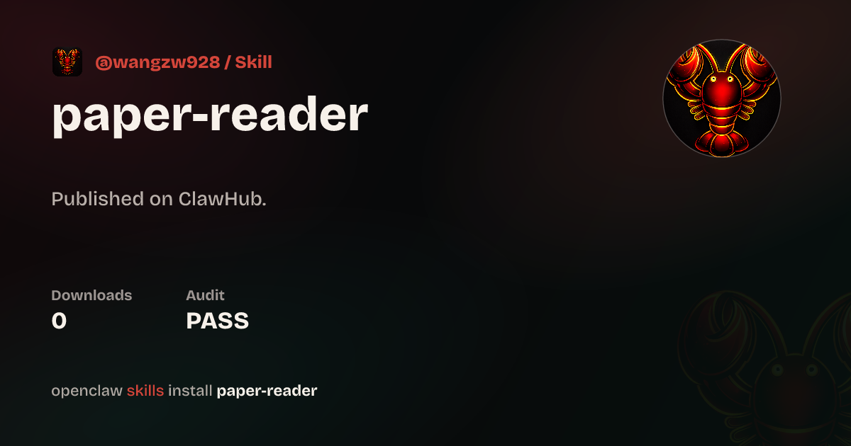 paper-reader — ClawHub