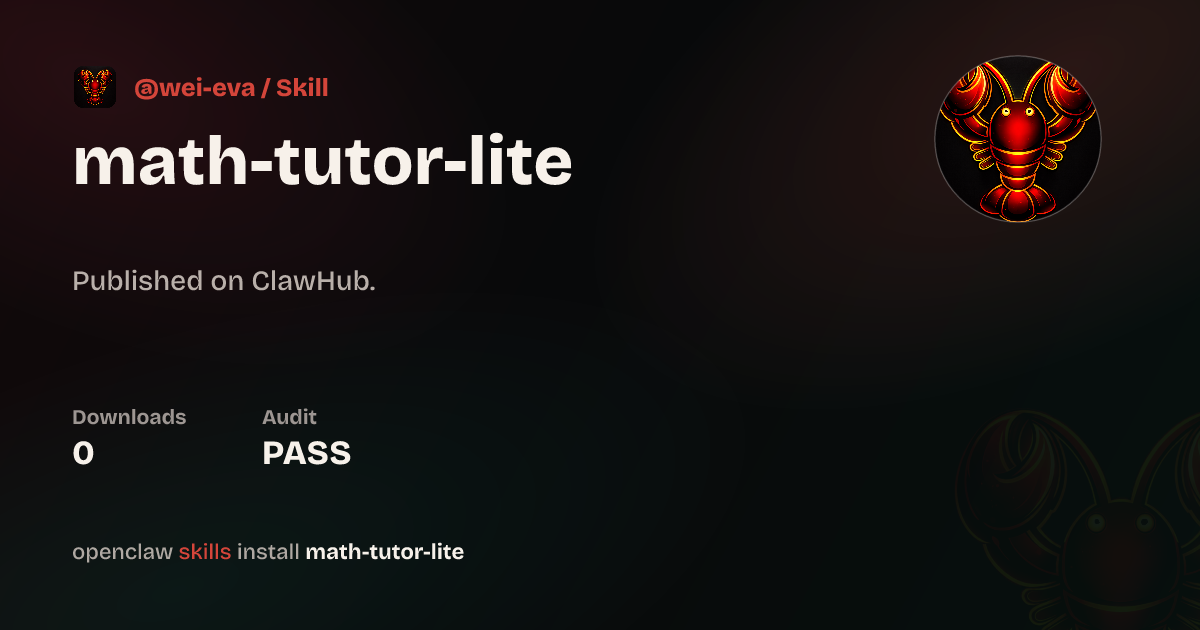 Math Tutor Lite — ClawHub