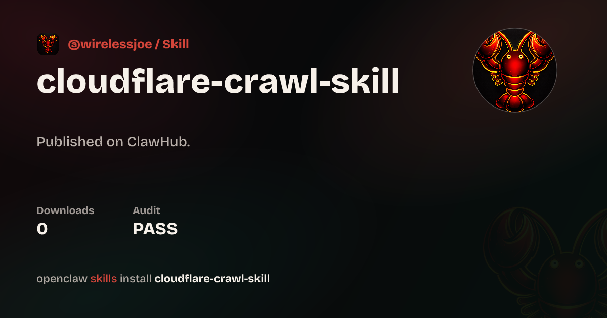 Cloudflare Crawl — ClawHub