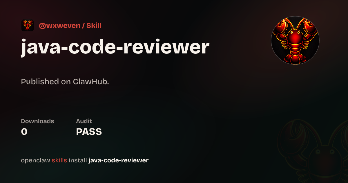 Java Code Reviewer — ClawHub