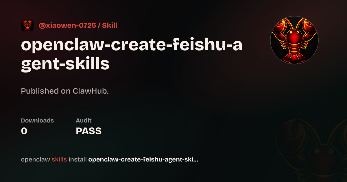 Openclaw Create Agent — ClawHub