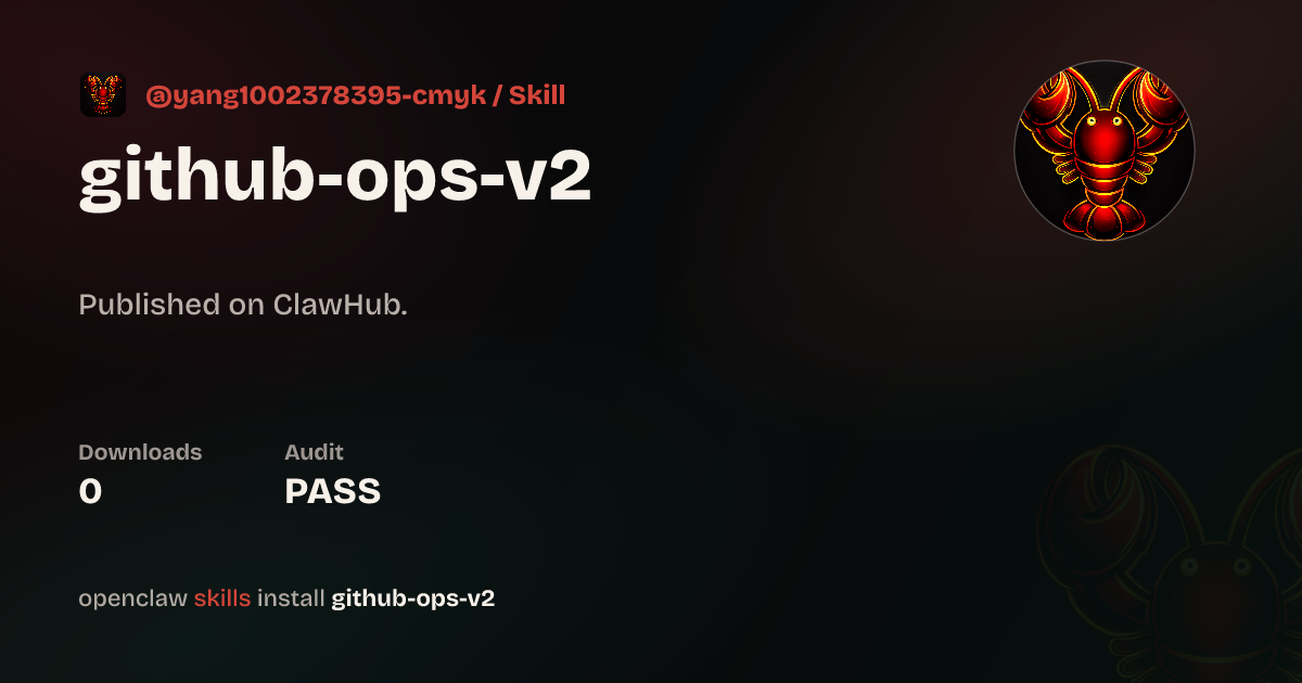 Security audit · Github Ops — ClawHub