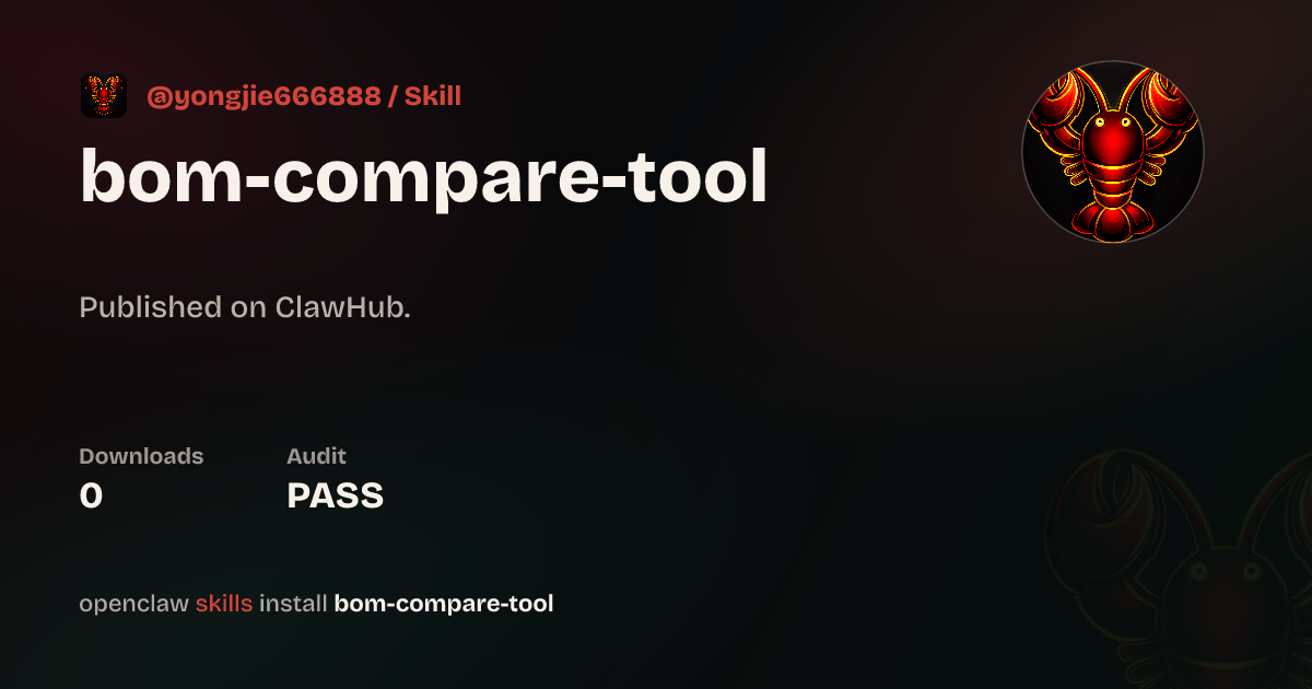 BOM Compare Tool — ClawHub