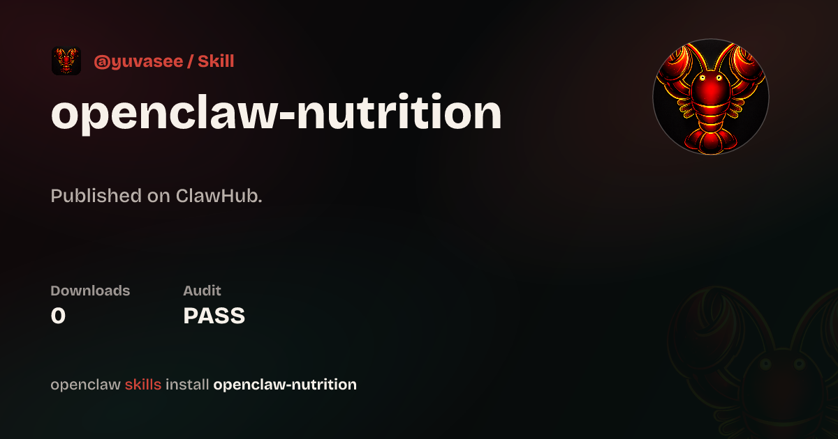 Nutrition tracking — ClawHub