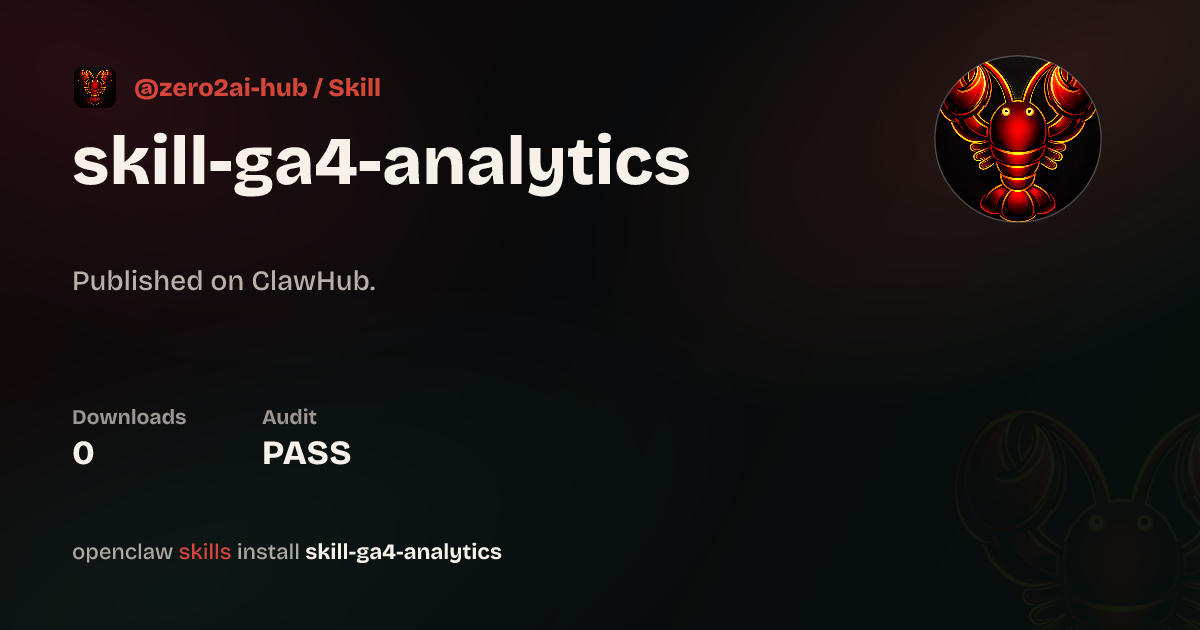 Security audit · GA4 Analytics Toolkit — ClawHub