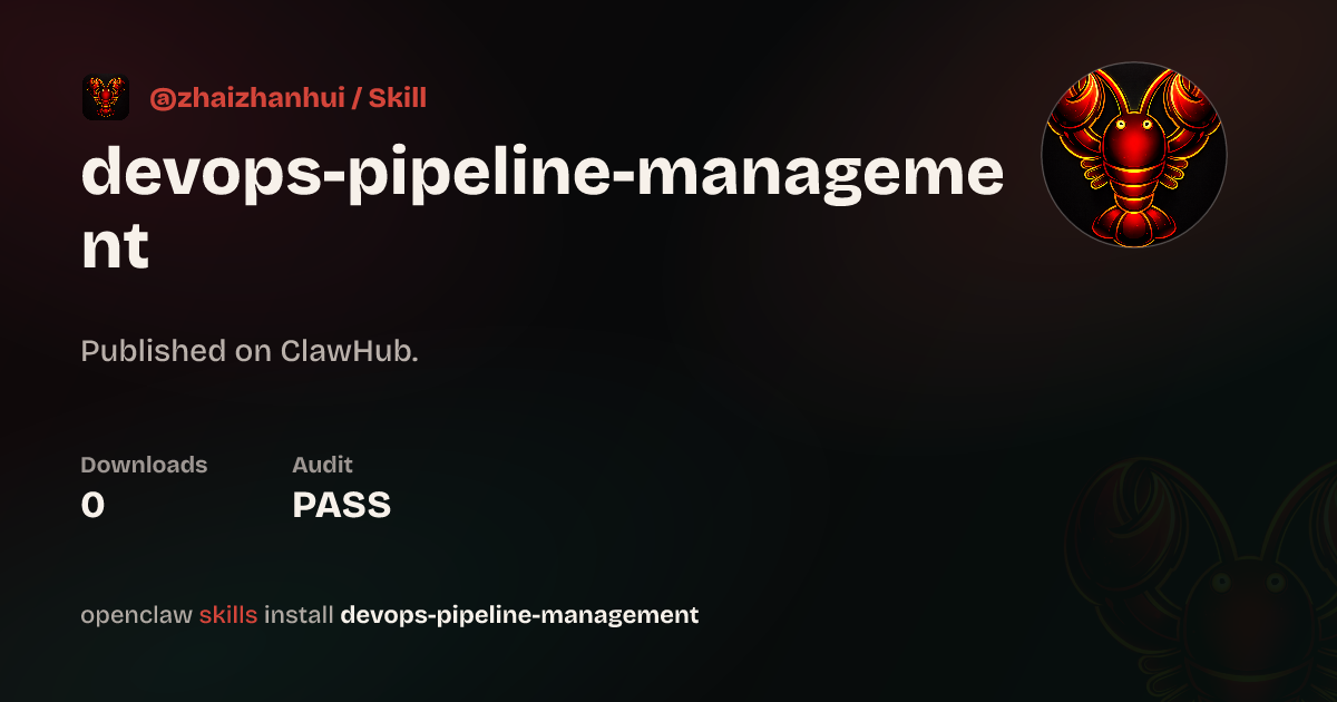 Security audit · Devops Pipeline Management — ClawHub