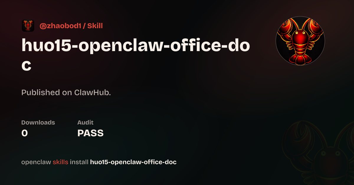 Security audit · Huo15 Openclaw Office Doc — ClawHub
